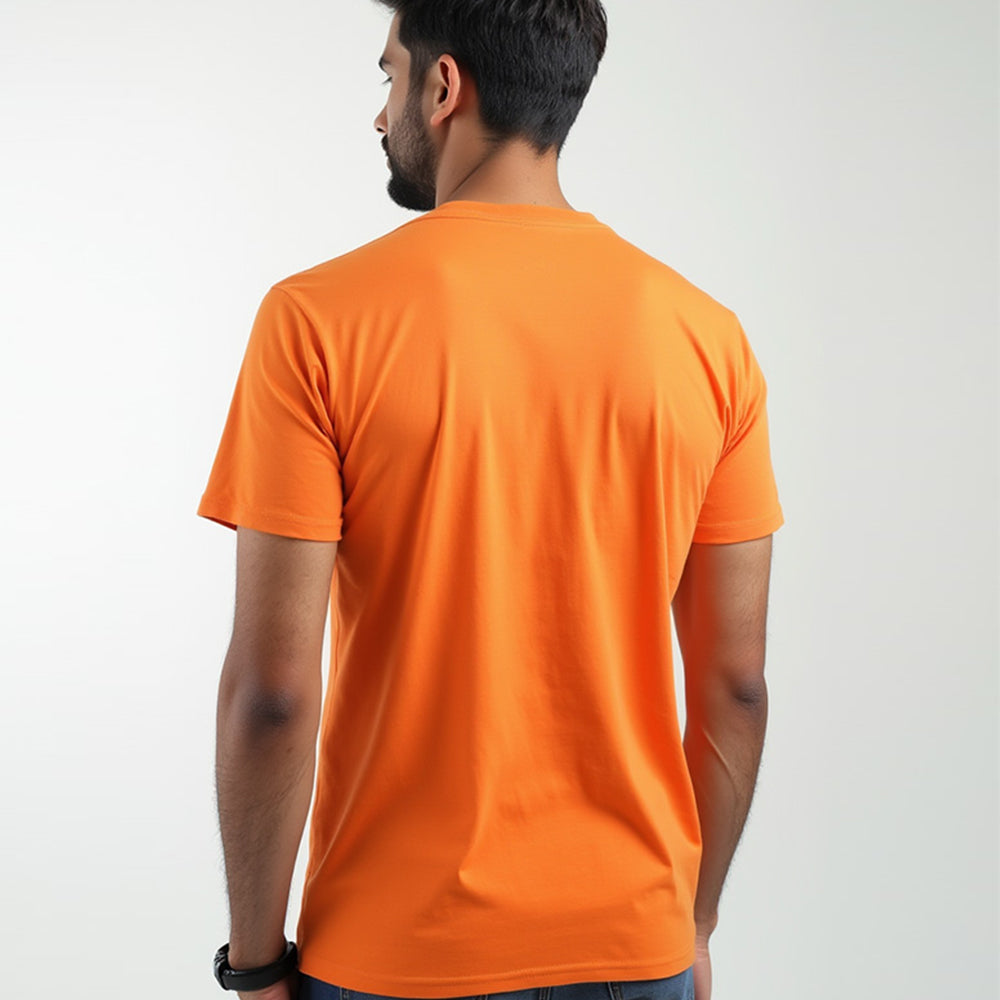 Orange- Solid Unisex Round Neck T-shirt