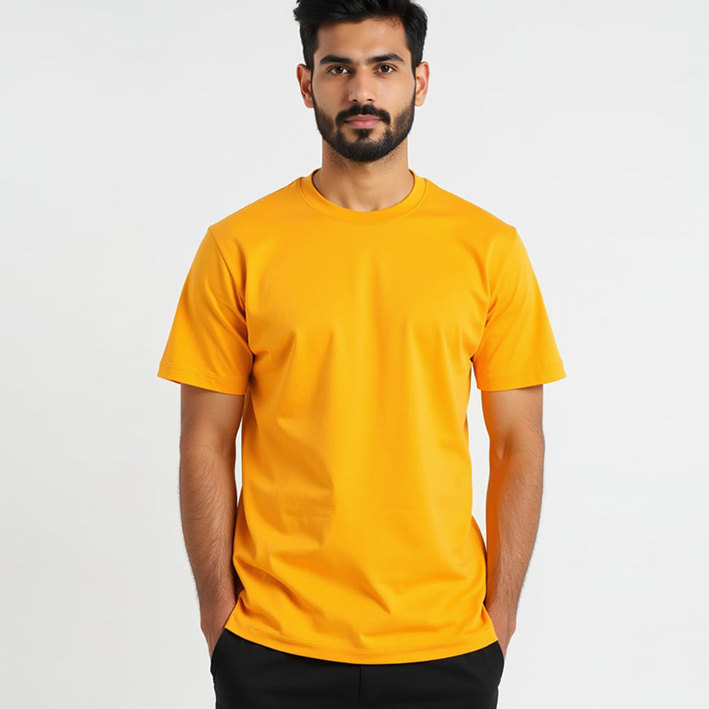 Mustard Yellow- Solid Unisex Round Neck T-shirt