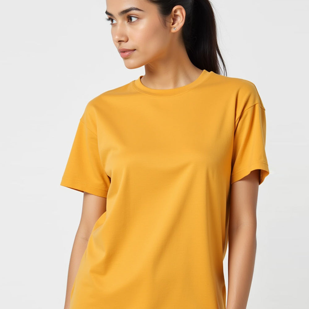 Mustard Yellow- Solid Unisex Round Neck T-shirt