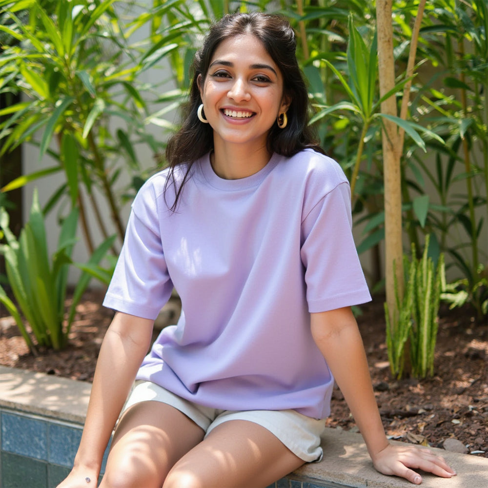 Lavender- Solid Unisex Round Neck T-shirt