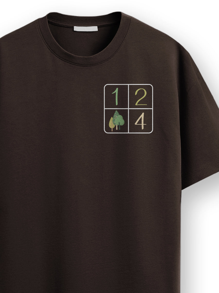 One Two Tree- Coffee Brown Round Neck Travel Tshirt