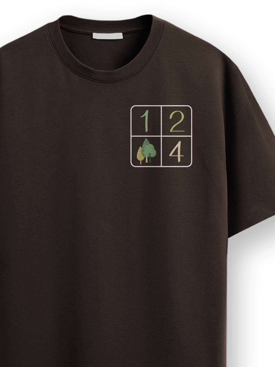 One Two Tree- Coffee Brown Round Neck Travel Tshirt