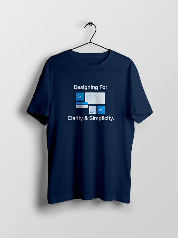 Clarity & Simplicity- Navy Blue Round Neck UI UX T-shirt