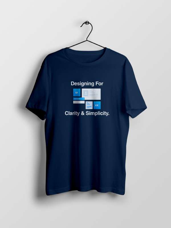 Clarity & Simplicity- Navy Blue Round Neck UI UX T-shirt