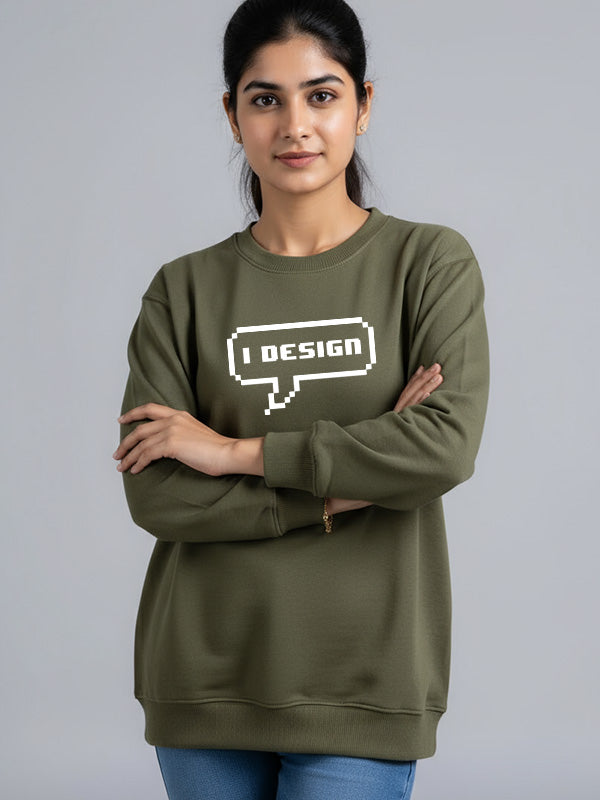 I Design- Olive Green UI UX Sweatshirt