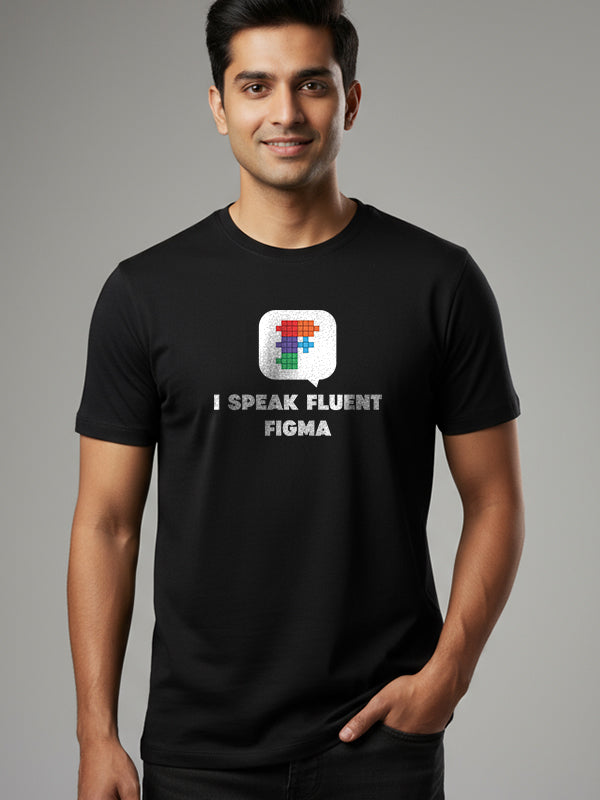 Fluent Figma- Black Round Neck UI UX T-shirt