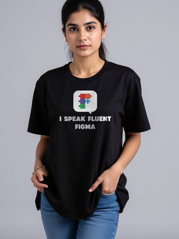 Fluent Figma- Black Round Neck UI UX T-shirt