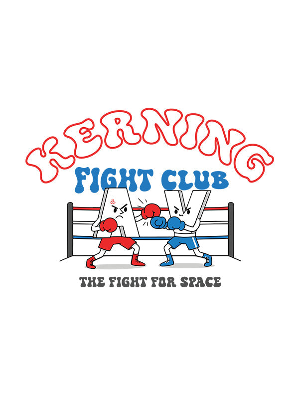 Kerning Fight- White French Terry Round Neck UI UX T-shirt