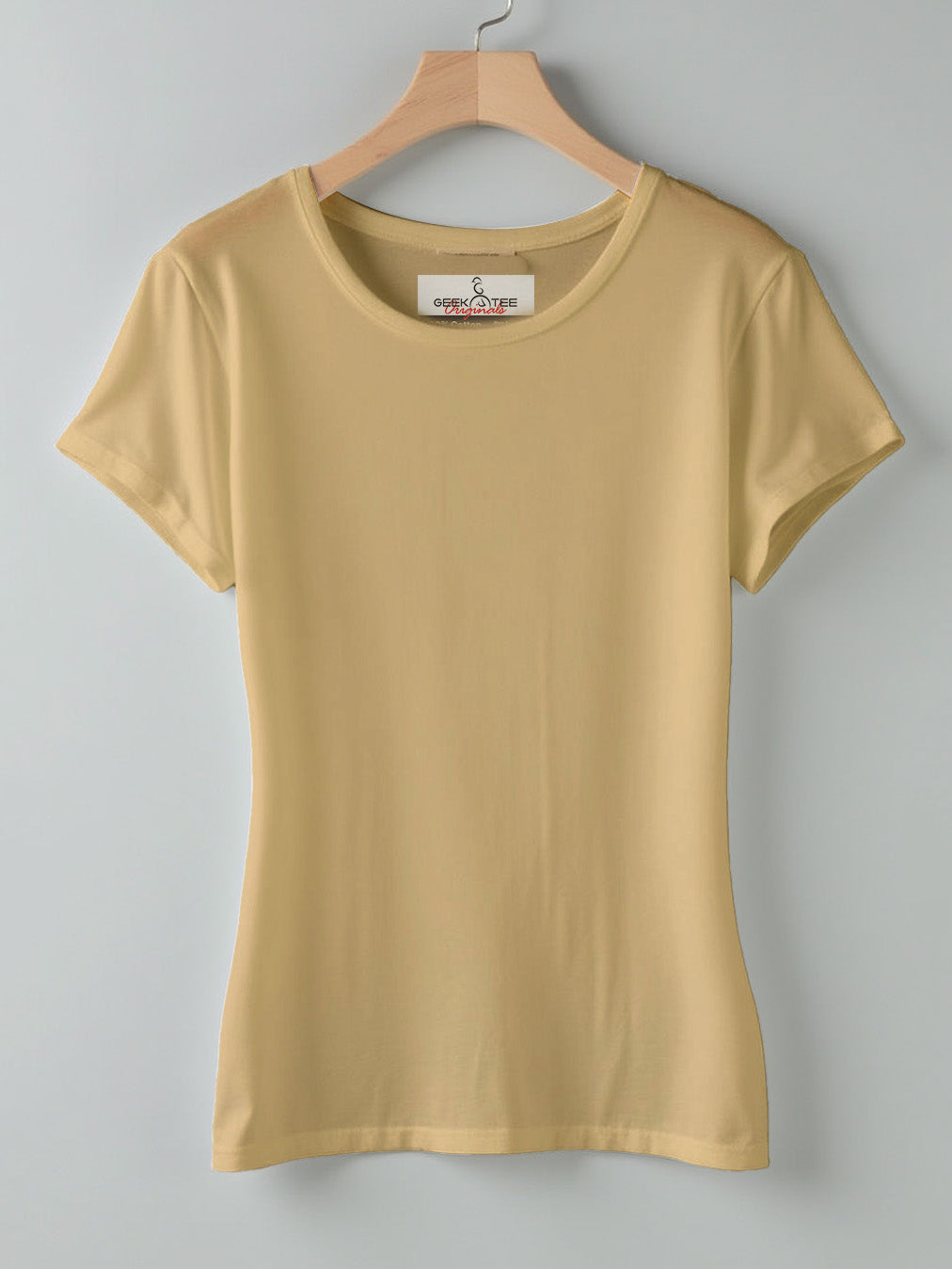 Beige- Solid Women's Round Neck T-shirt