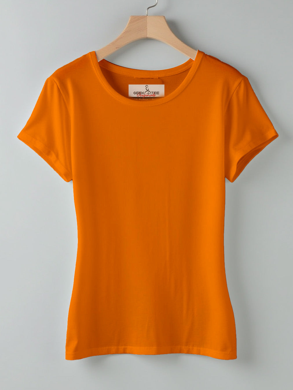 Orange- Solid Women's Round Neck T-shirt