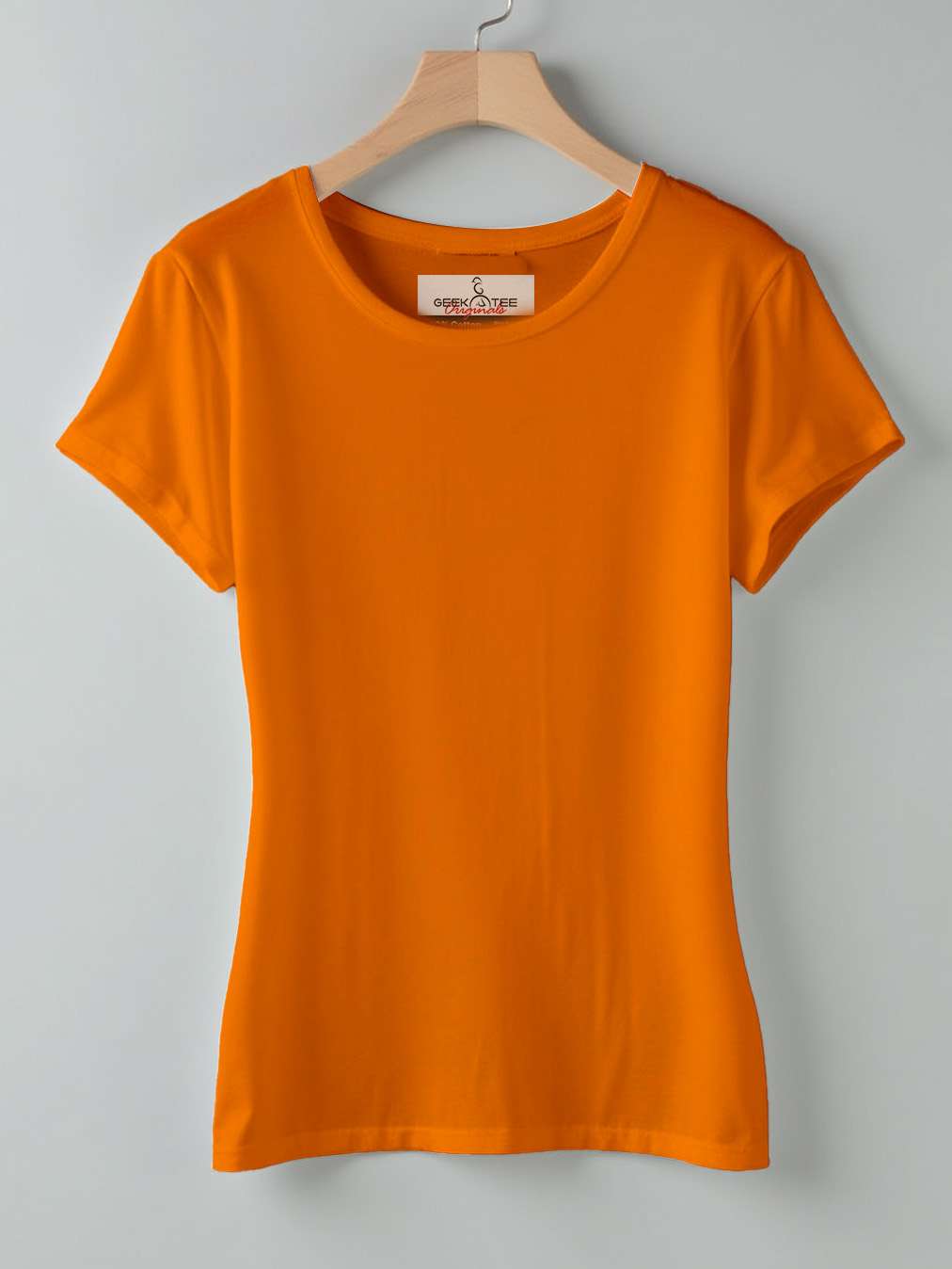 Orange- Solid Women's Round Neck T-shirt
