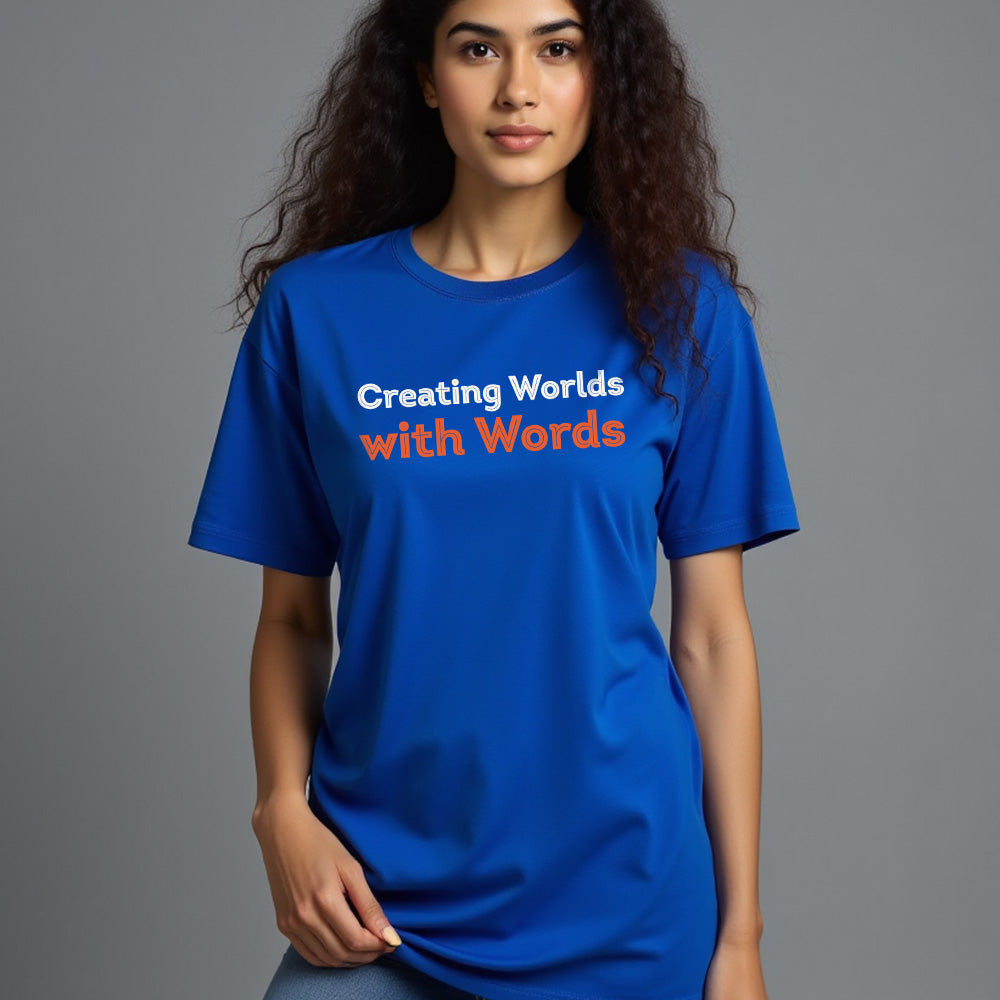Creating Worlds with Words- Royal Blue Round Neck Writer T-shirt