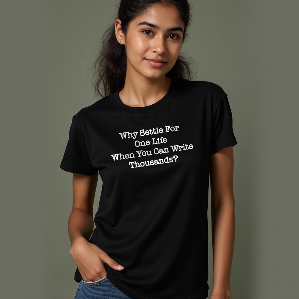 Write Thousands- Black Round Neck Writer T-shirt