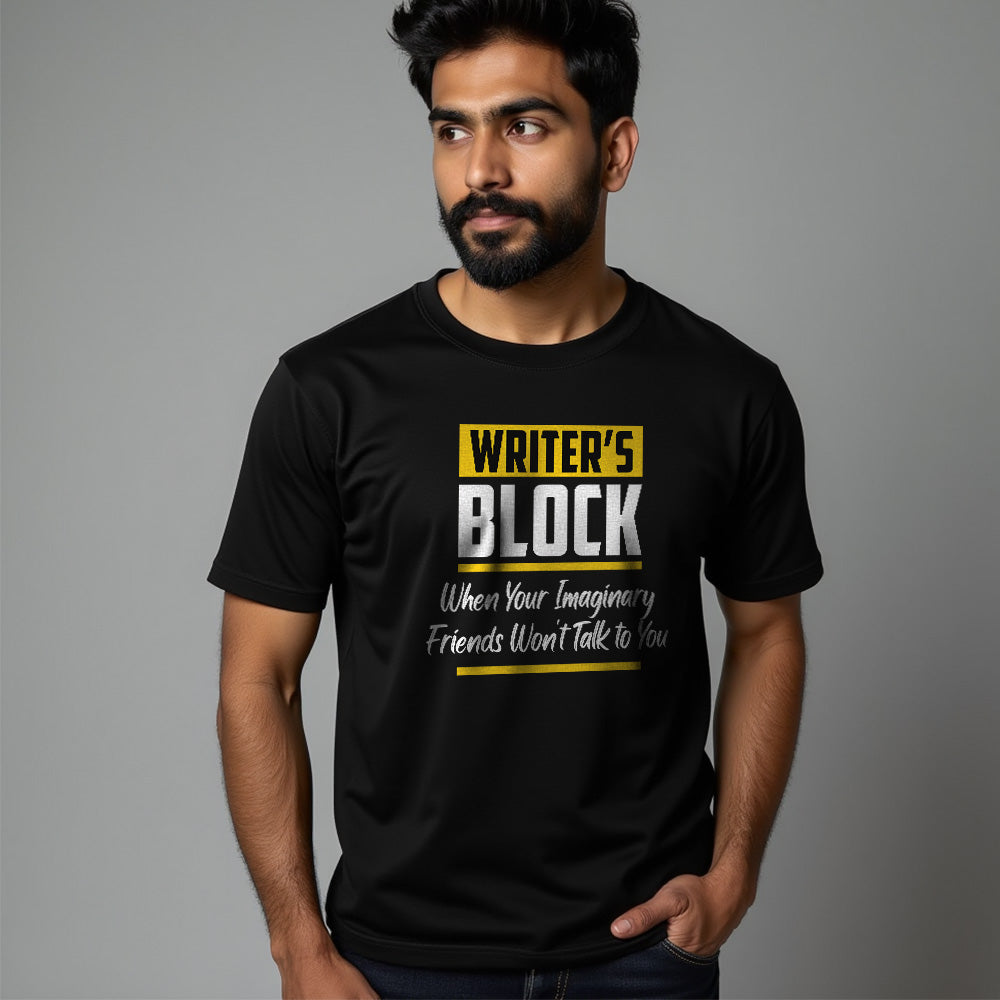 Writer's Block- Black Round Neck Writer T-shirt