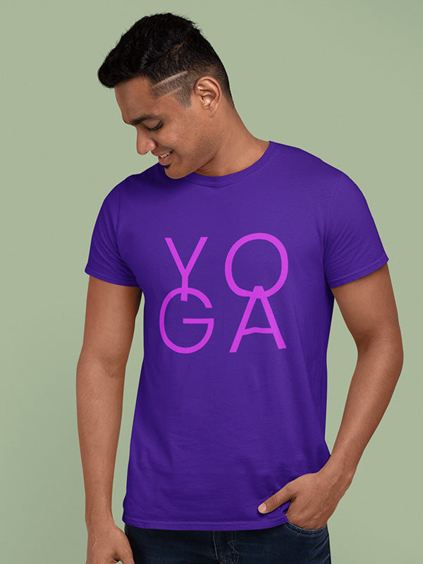 Yoga Word- Purple Round Neck Yoga T-shirt