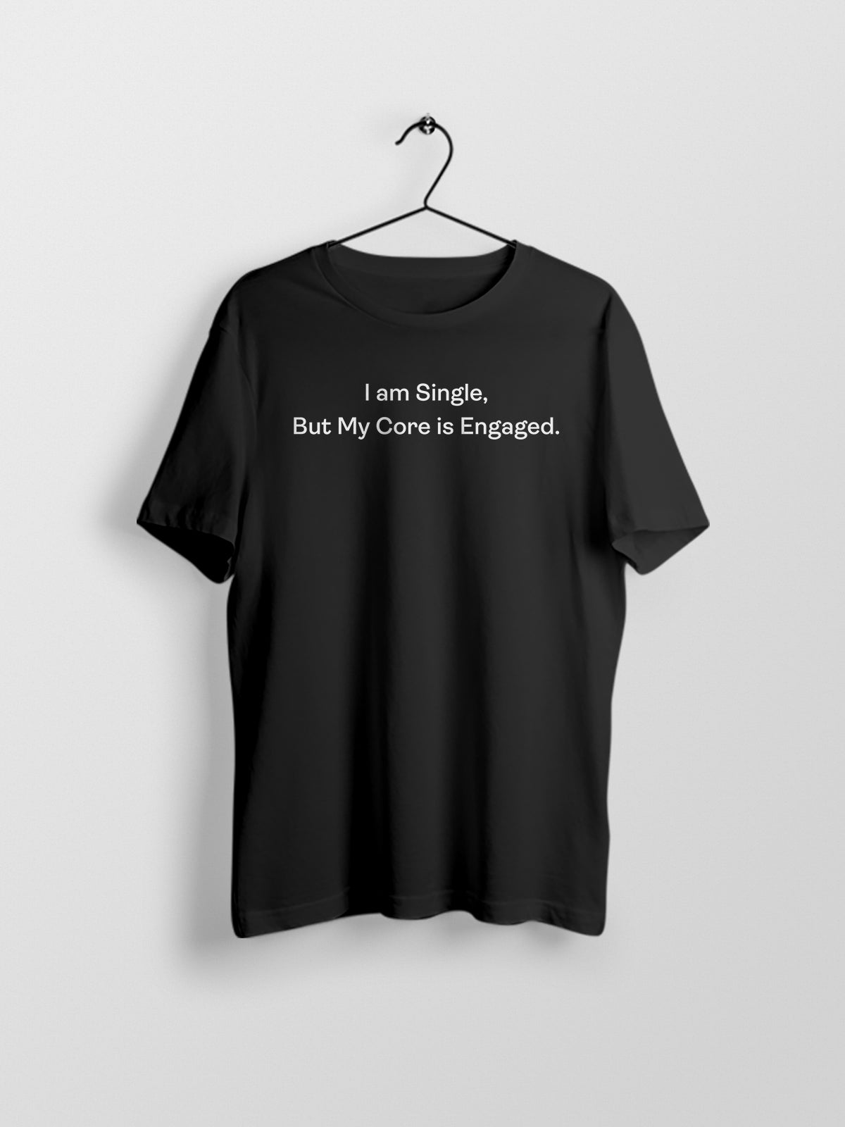 Core is Engaged- Black Round Neck Yoga T-shirt