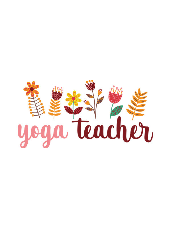 Yoga Teacher Floral- White Round Neck Yoga T-shirt