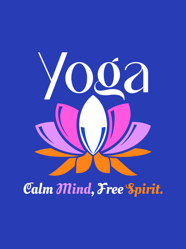 Calm Mind Free Spirit- Royal Blue Round Neck Yoga T-shirt