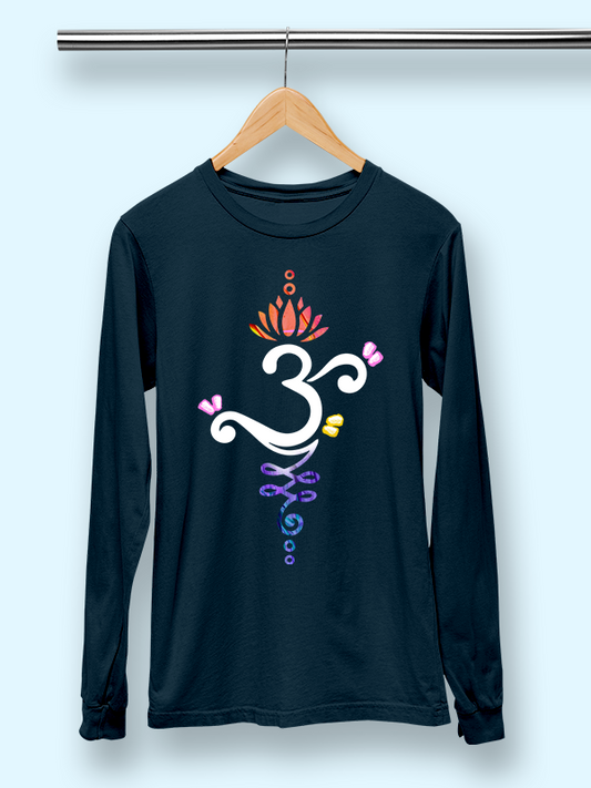 Om Graphic- Navy Blue Yoga Unisex Full Sleeves T-shirt
