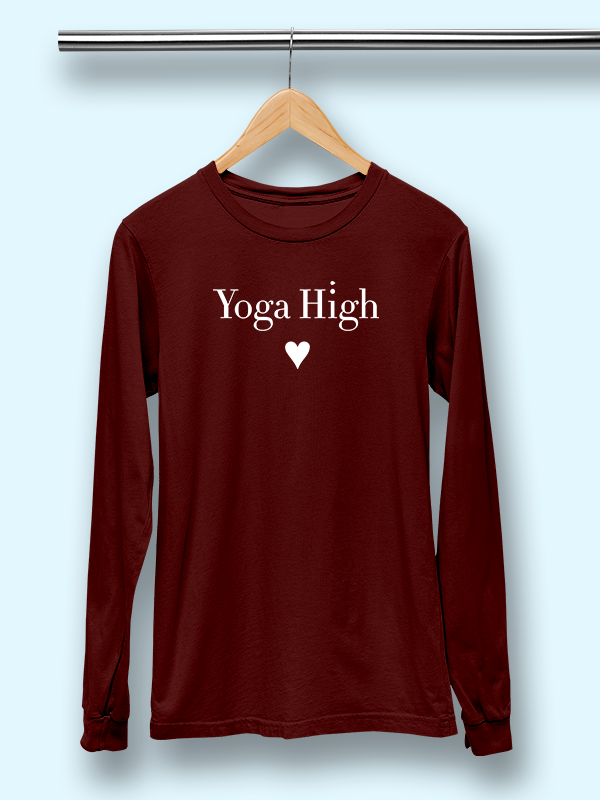Yoga High- Maroon Yoga Unisex Full Sleeves T-shirt