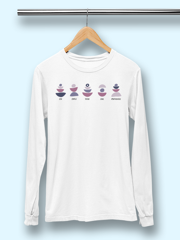 Five Senses- White Yoga Unisex Full Sleeves T-shirt