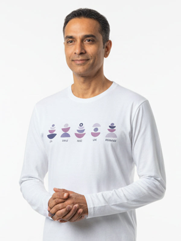 Five Senses- White Yoga Unisex Full Sleeves T-shirt