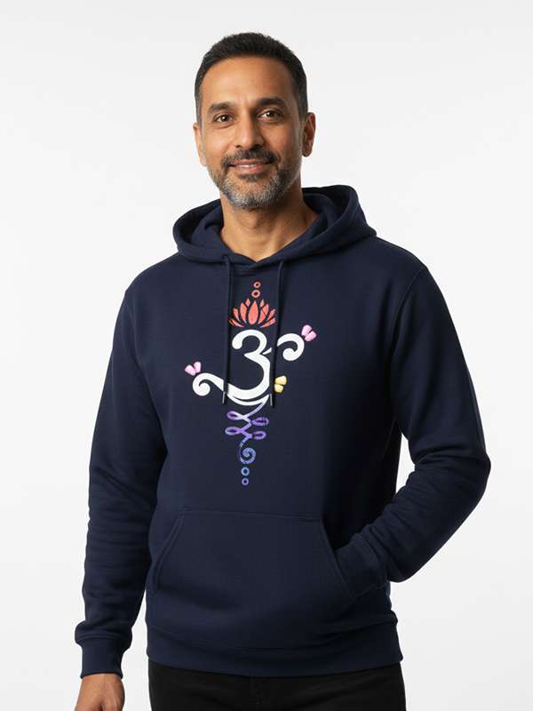 Om Graphic- Navy Blue Yoga Hoodie