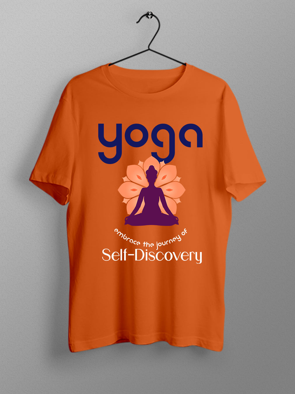 Self Discovery- Orange Round Neck Yoga T-shirt
