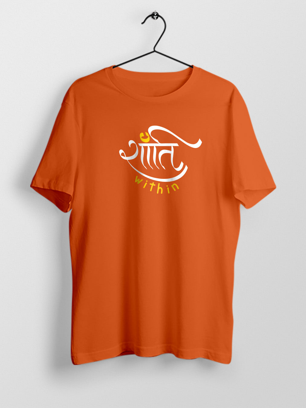Shanti Within- Orange Round Neck Yoga T-shirt