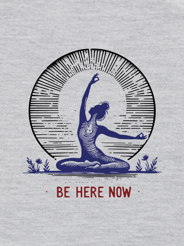 Be Here Now - Grey Yoga Unisex Full Sleeves T-shirt