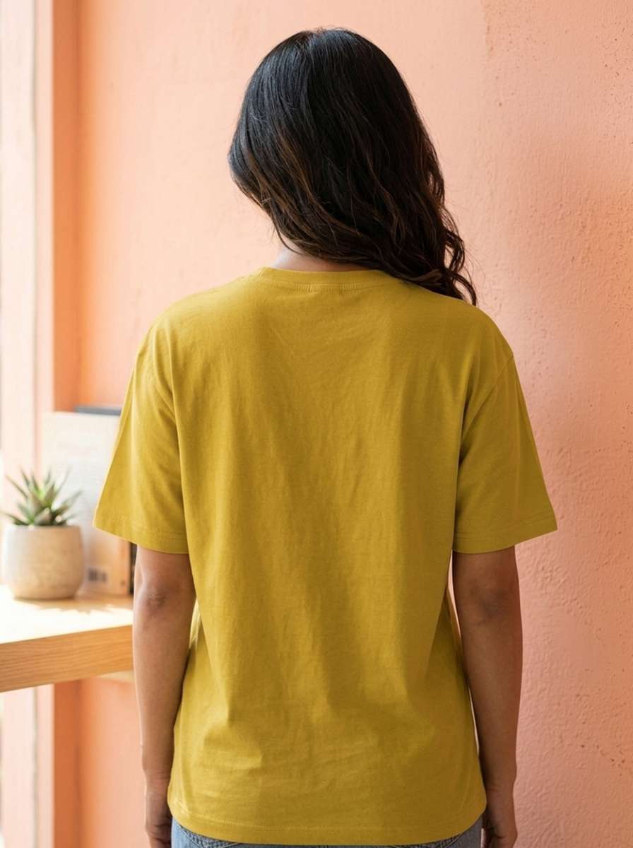 Coffee & Cosmetics- Mustard Yellow Round Neck Unisex Makeup Artist T-shirt
