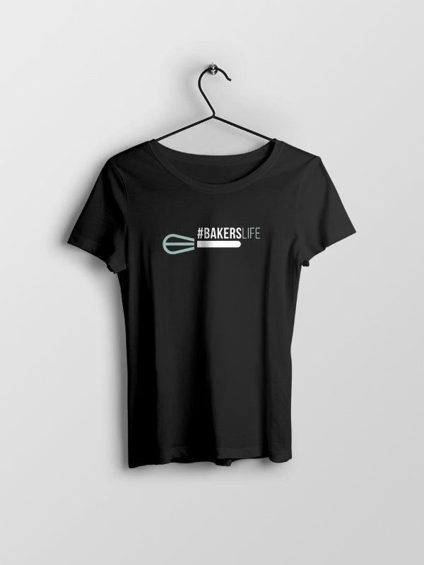 Baker's Life - Black Round Neck Baking T-shirt