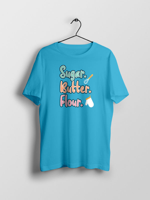 Sugar Butter Flour - Sky Blue Round Neck Baking T-shirt