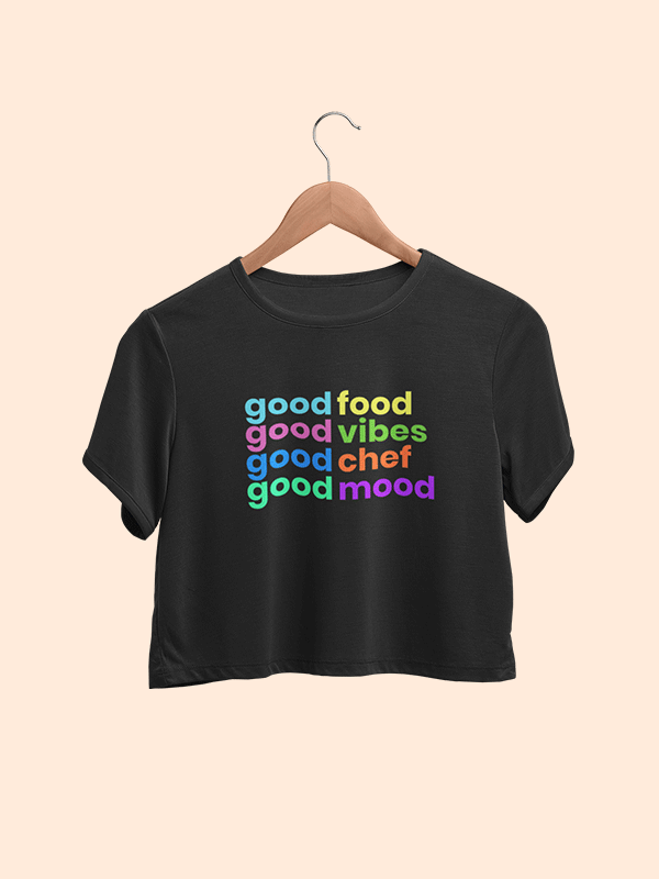 Good Food Good Chef- Black Chef Crop Top