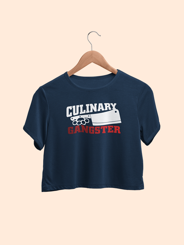 Culinary Gangster- Navy Blue Chef Crop Top
