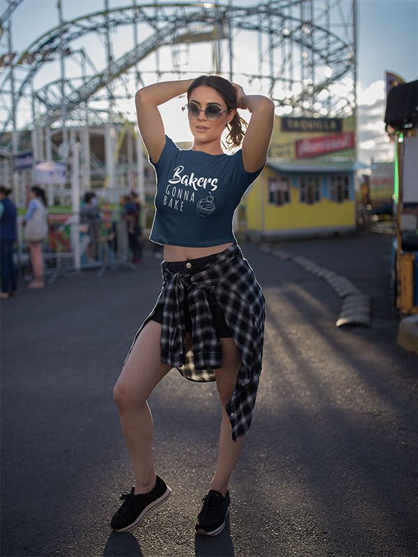 Bakers Gonna Bake - Navy Blue Baking Crop Top