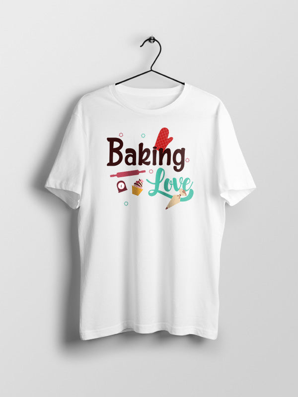 Baking Love - White Round Neck Baking T-shirt