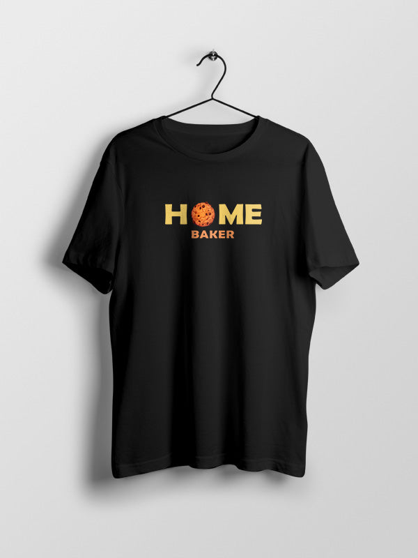 Home Baker - Black Round Neck Baking T-shirt