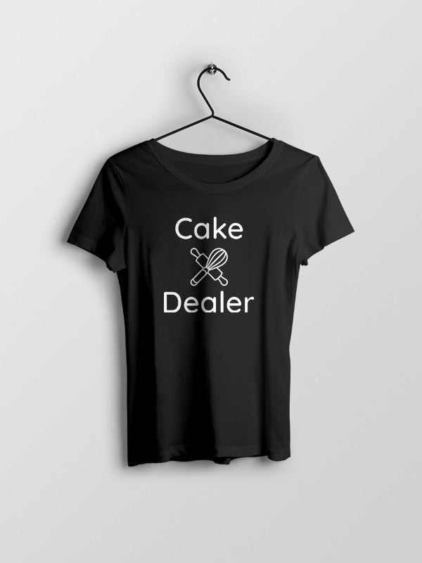 Cake Dealer - Black Round Neck Baking T-shirt