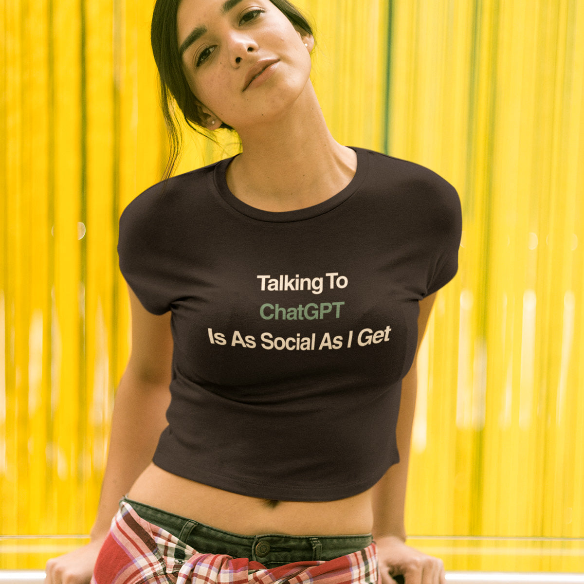 ChatGPT Social - Black Round Neck A.I. Tshirt