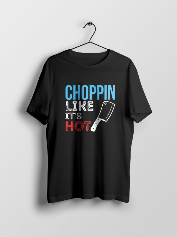 Choppin Like its Hot- Black Crew Neck Chef T-shirt