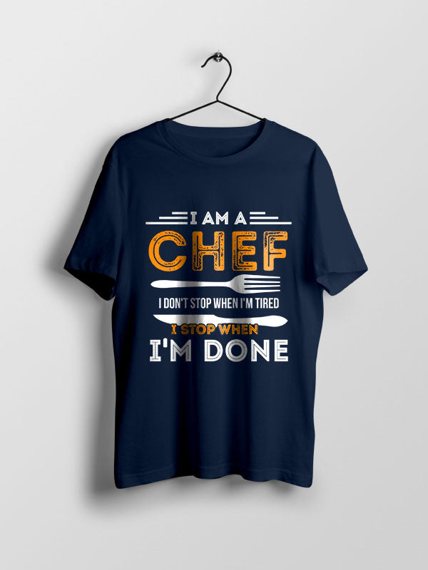 I Am a Chef- Navy Blue Crew Neck Chef T-shirt