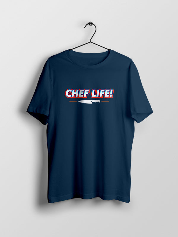 Chef Life- Navy Blue Crew Neck Chef T-shirt