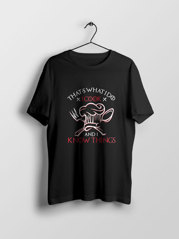 Cook and Know Things- Black Crew Neck Chef T-shirt