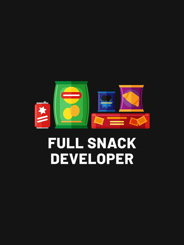 Full Snack Developer- Black Round Neck Coding T-shirt