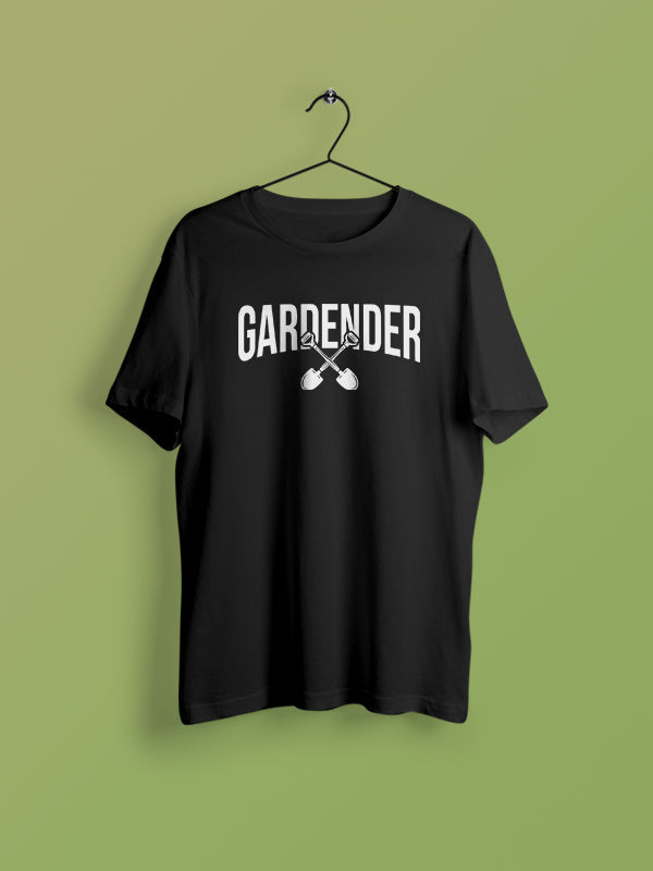 Gardender- Black Round Neck Gardening T-shirt