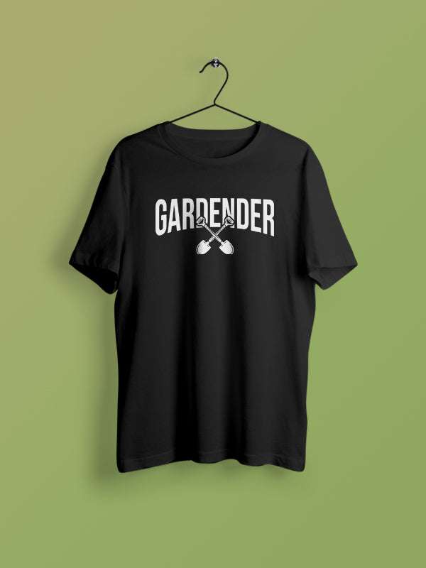 Gardender- Black Round Neck Gardening T-shirt