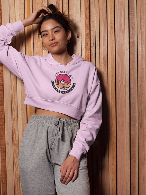 Sweetheart- Light Pink Crop Hoodie