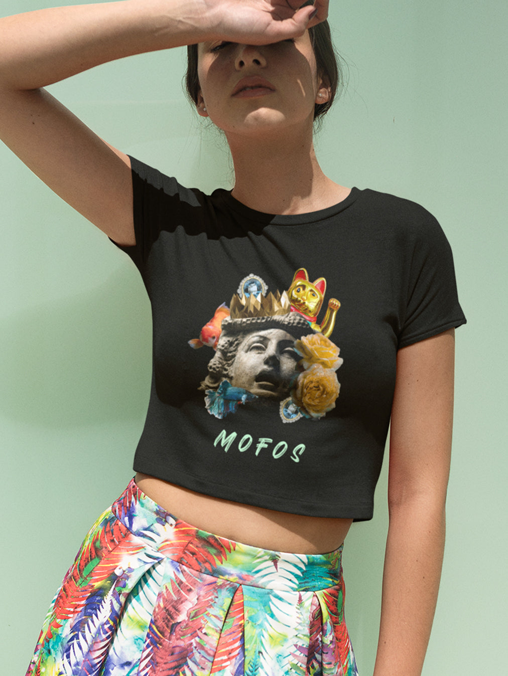 Mofos- Black Round Neck Crop Top