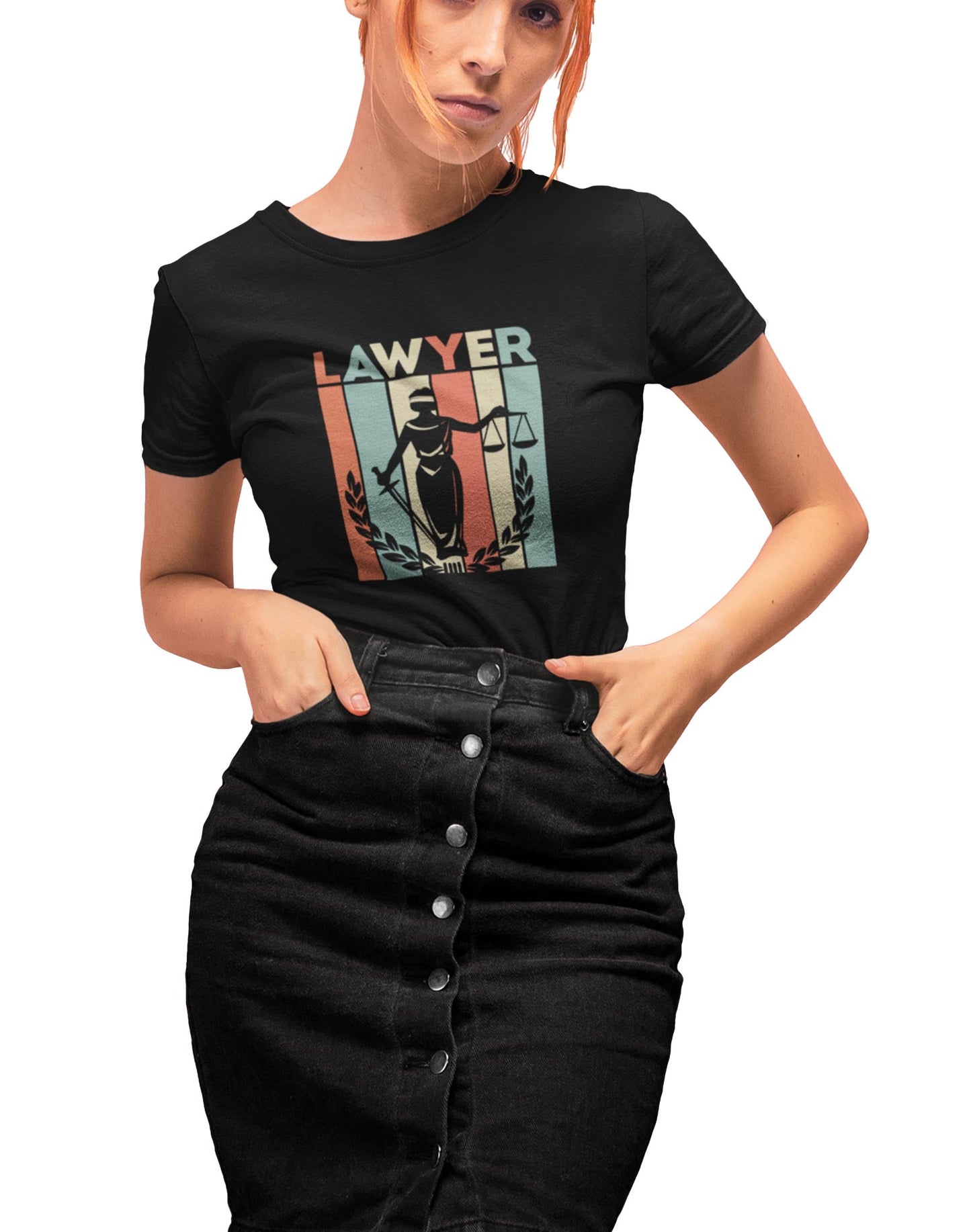 Lawyer Multicolor- Black Round Neck Lawyer T-shirt